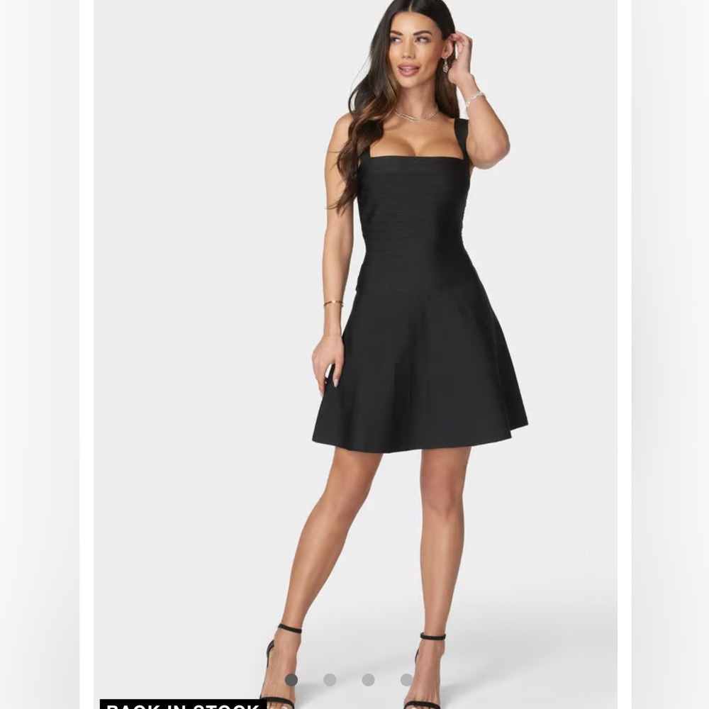 LUXE BANDAGE SQUARE NECK A-LINE DRESS SIZE XL